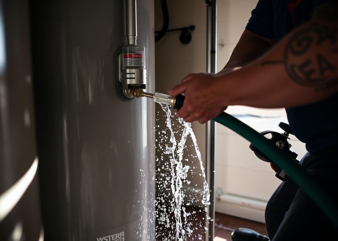 ASAP technician performing an annual water heater flush